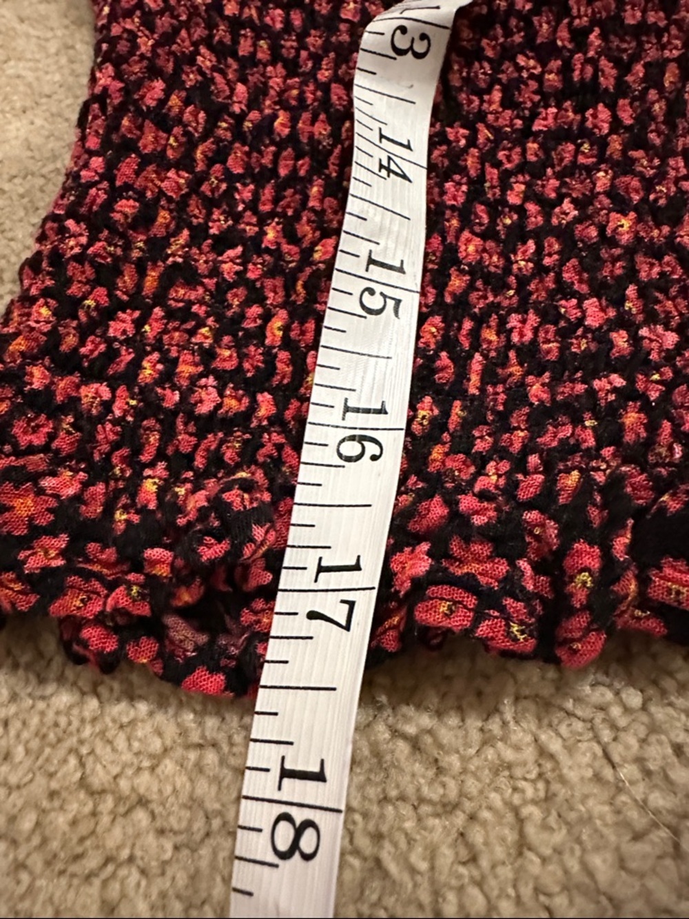 Altar'd State Red Floral V-Neck Smocked Waist Blouse​ - Picture 5 of 7